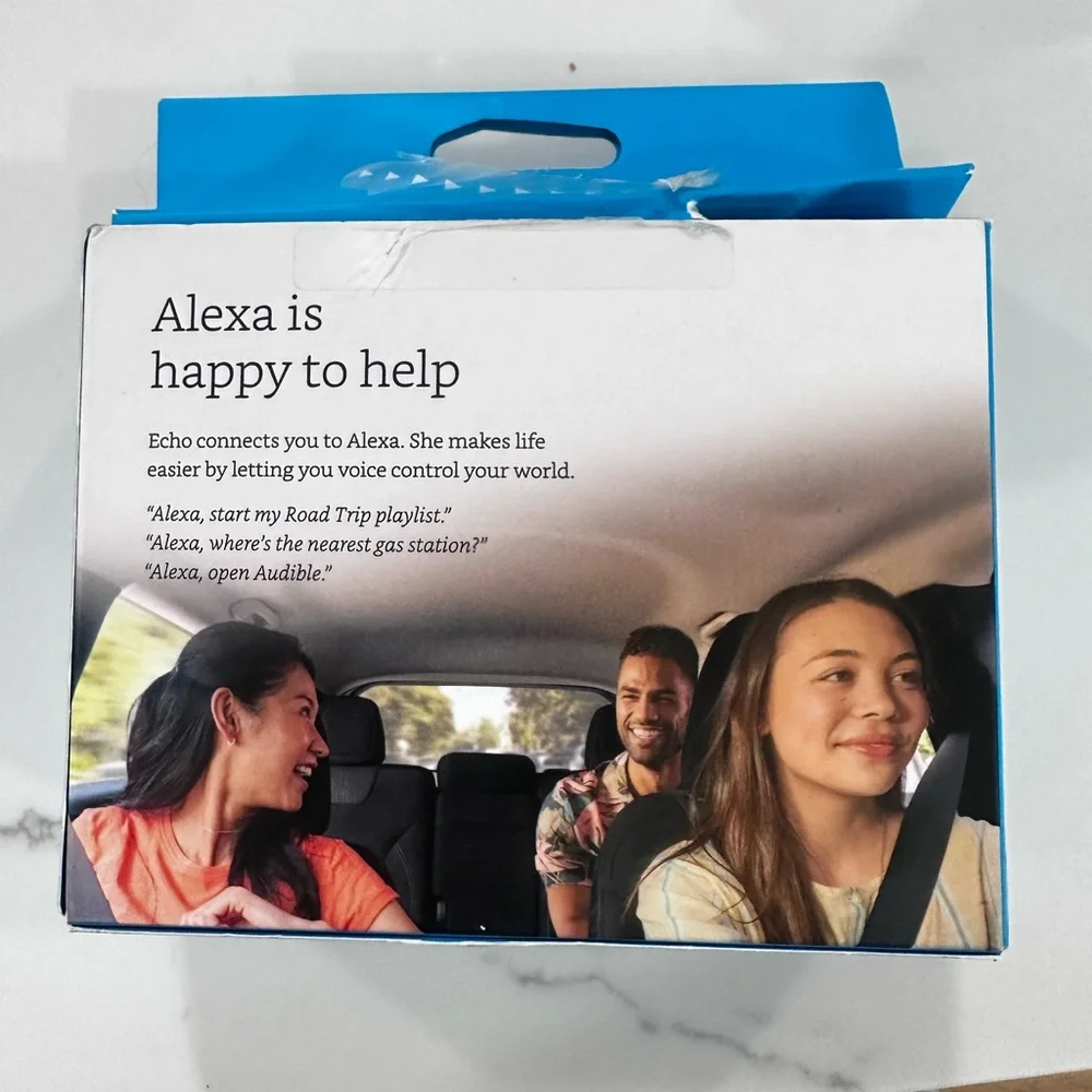 NEW never used Echo Auto Alexa Car Adapter - Black and Blue